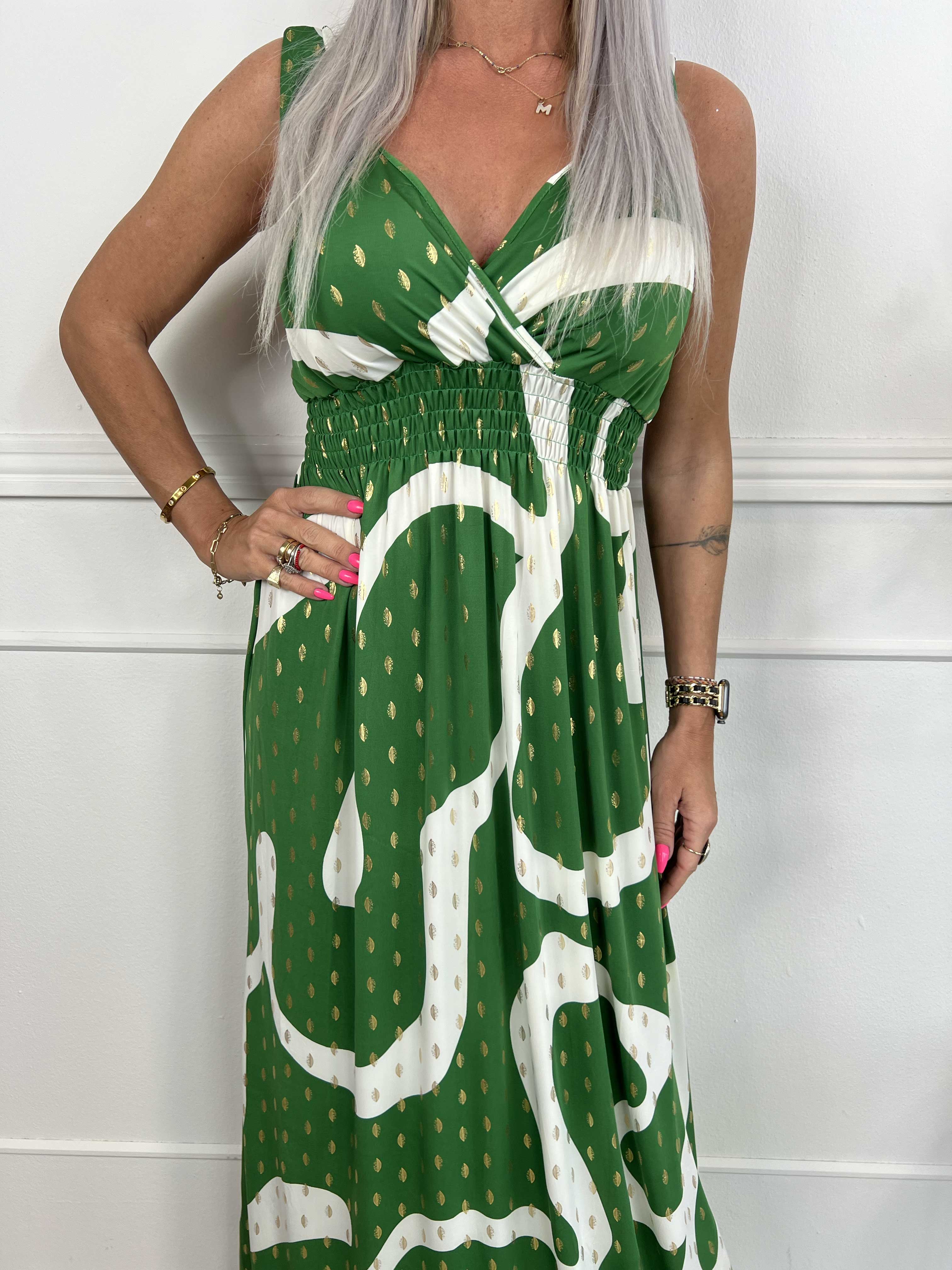 Kenza - Mønstret stropkjole i elastisk stof